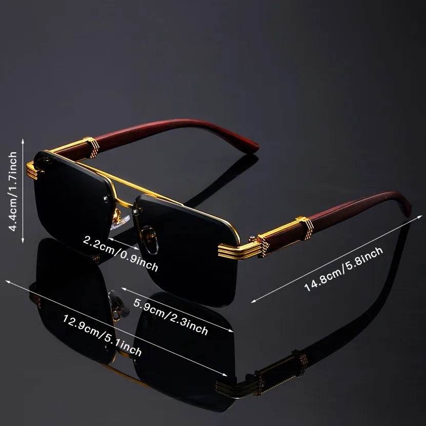 Retro Frameless Gold Temple Sunglasses - Montero Milan