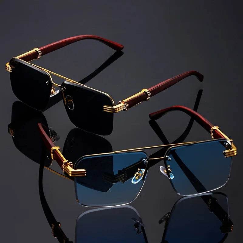 Retro Frameless Gold Temple Sunglasses - Montero Milan