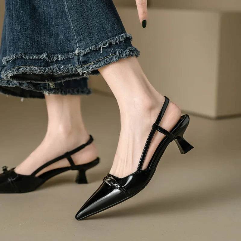Pointed-Toe Patent Slingback Heels - Montero Milan
