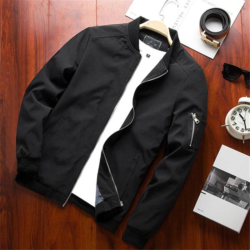 Slim Fit Zip Bomber Jacket - Montero Milan