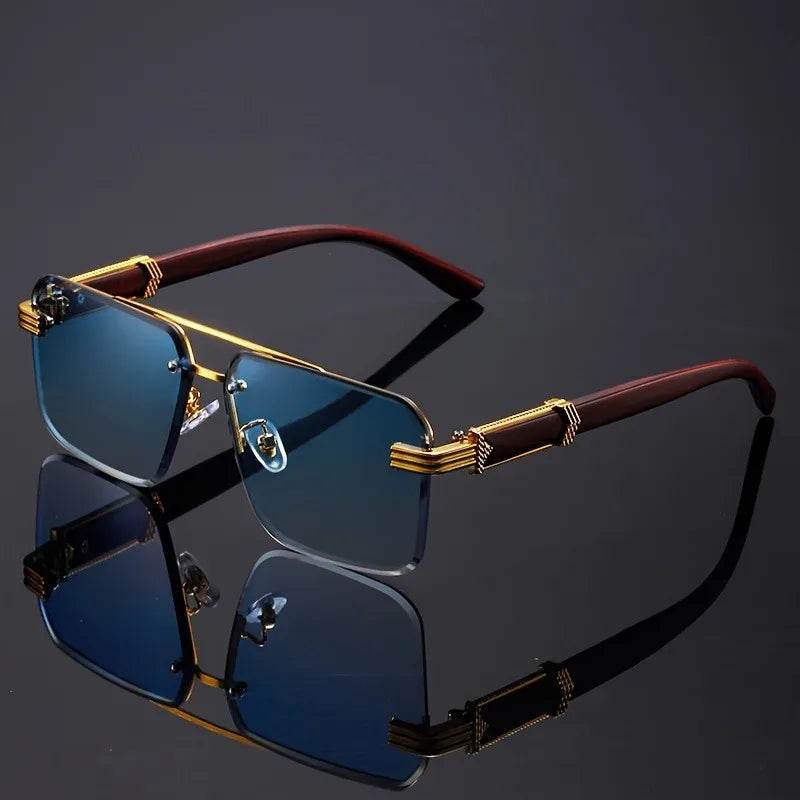 Retro Frameless Gold Temple Sunglasses - Montero Milan