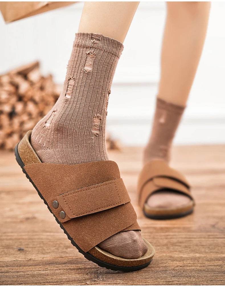 Suede Strap Slide Sandals - Montero Milan