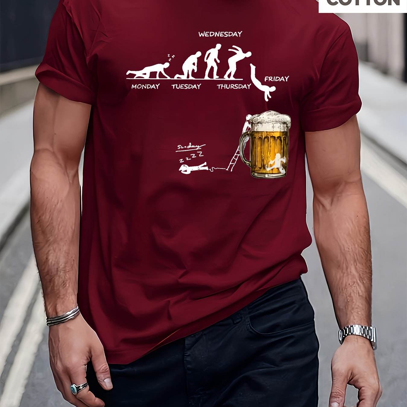 Men's Weekday Graphic Cotton T-Shirt - Montero Milan