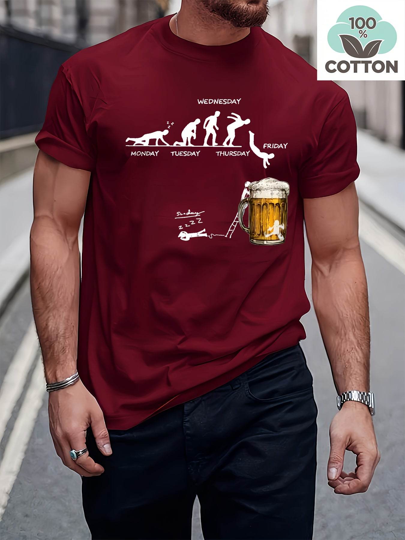 Men's Weekday Graphic Cotton T-Shirt - Montero Milan
