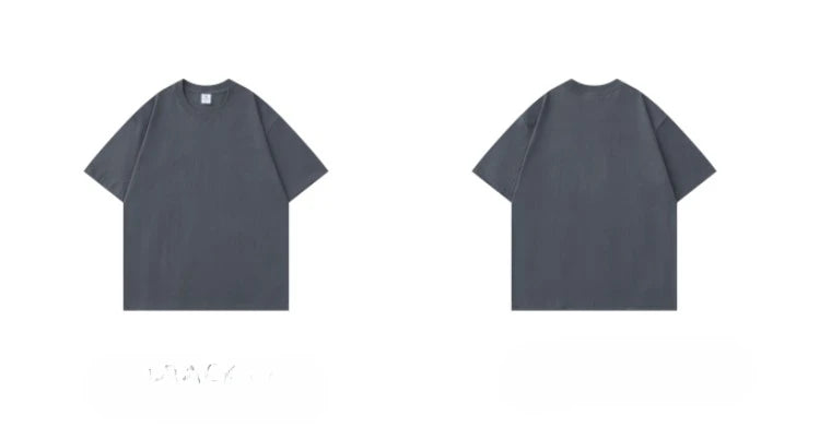 Charcoal grey heavyweight T-shirt for men and women, front and back flat lay