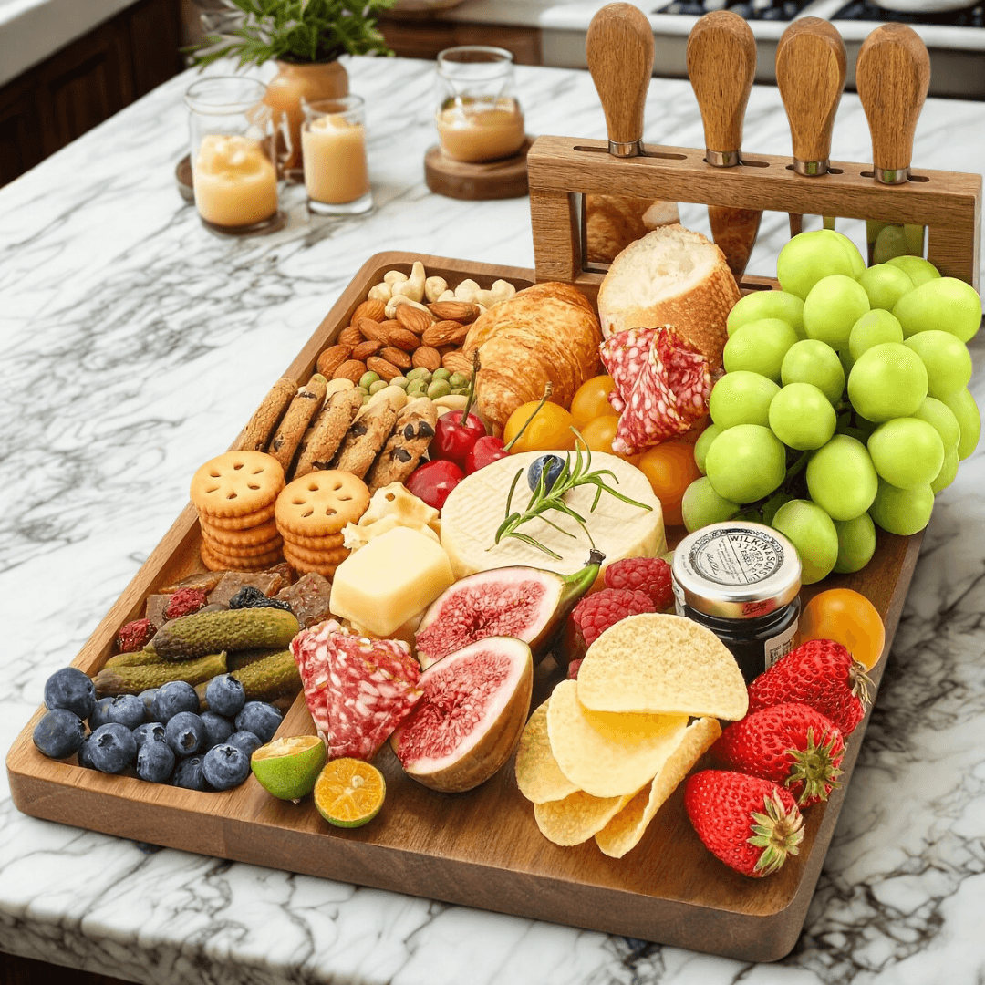 5 Pcs Wooden Charcuterie Board with Knife Set - Montero Milan
