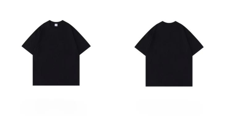 Classic black heavyweight T-shirt, unisex design shown front and back