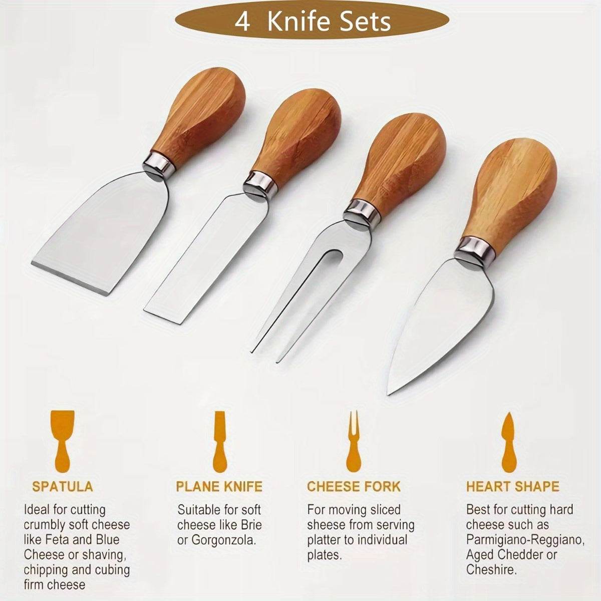 5 Pcs Wooden Charcuterie Board with Knife Set - Montero Milan
