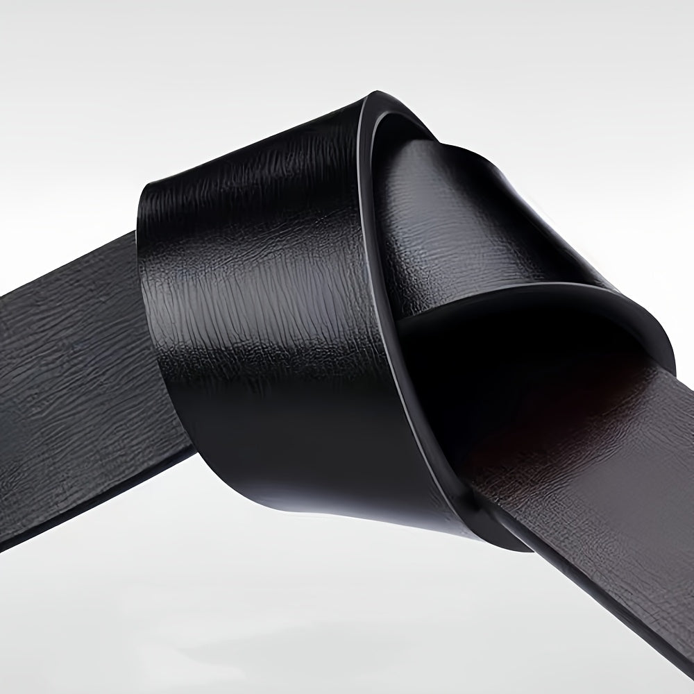 Close-up of flexible PU leather strap in black, front view