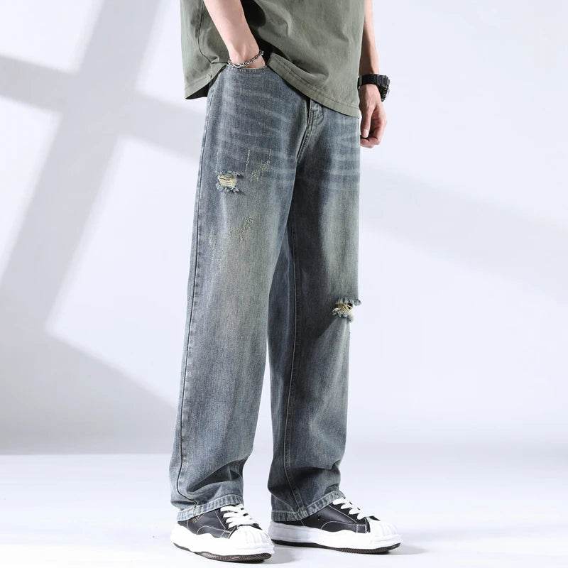 Distressed Straight Leg Jeans - Montero Milan