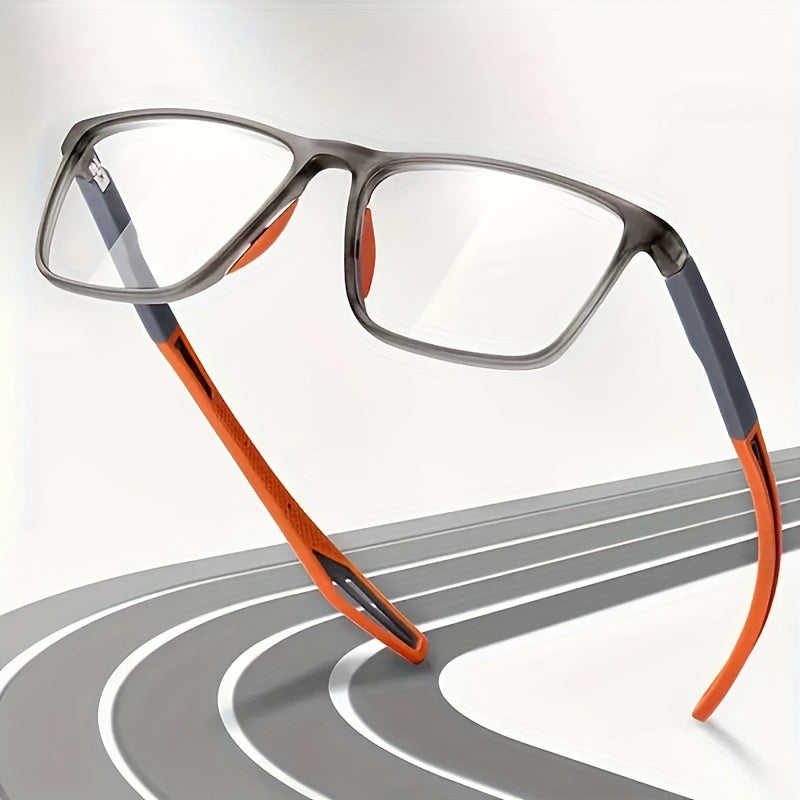 Floating view of sport reading glasses on track graphic background