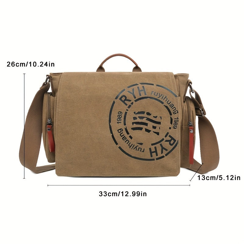 Front view of Montero Milan messenger bag showing size reference
