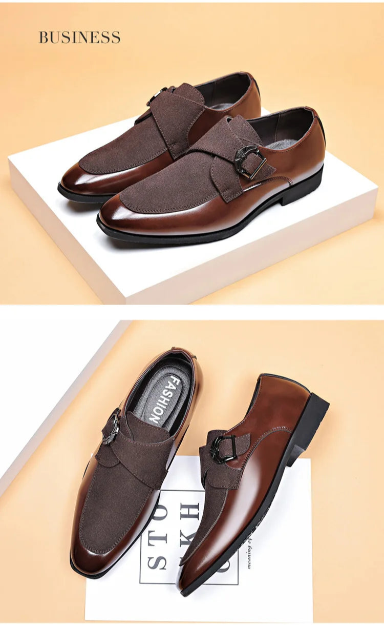 Lifestyle flat lay of brown men’s leather loafers and accessories