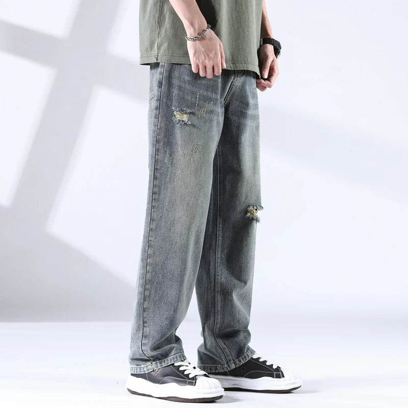 Distressed Straight Leg Jeans - Montero Milan