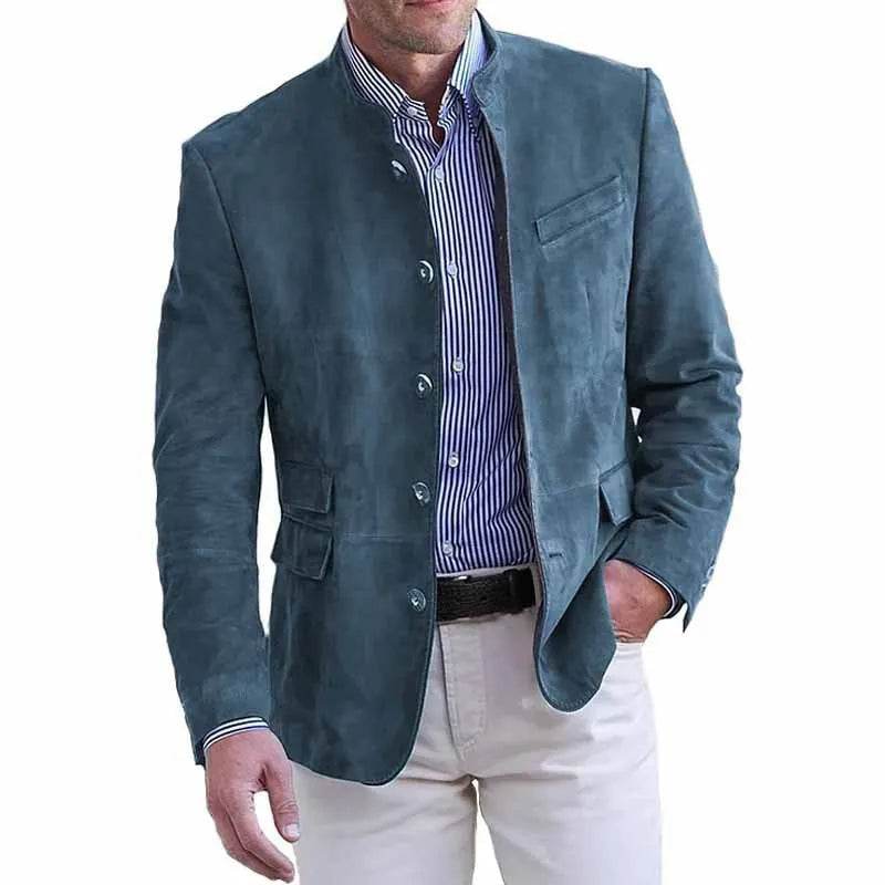 Smart Suede Button-Front Blazer - Montero Milan