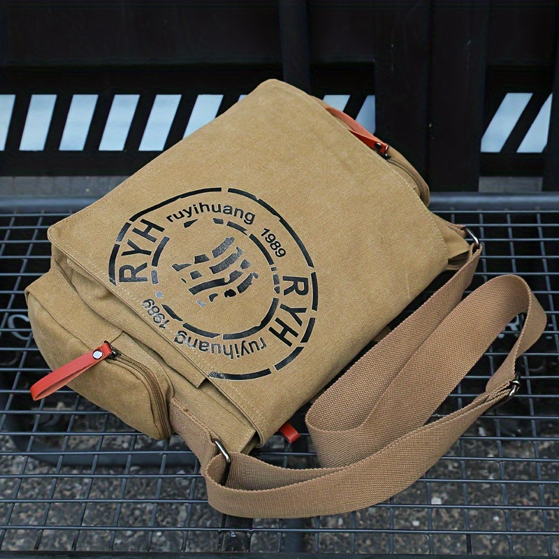 Montero Milan messenger bag placed on metal rack, travel-ready design