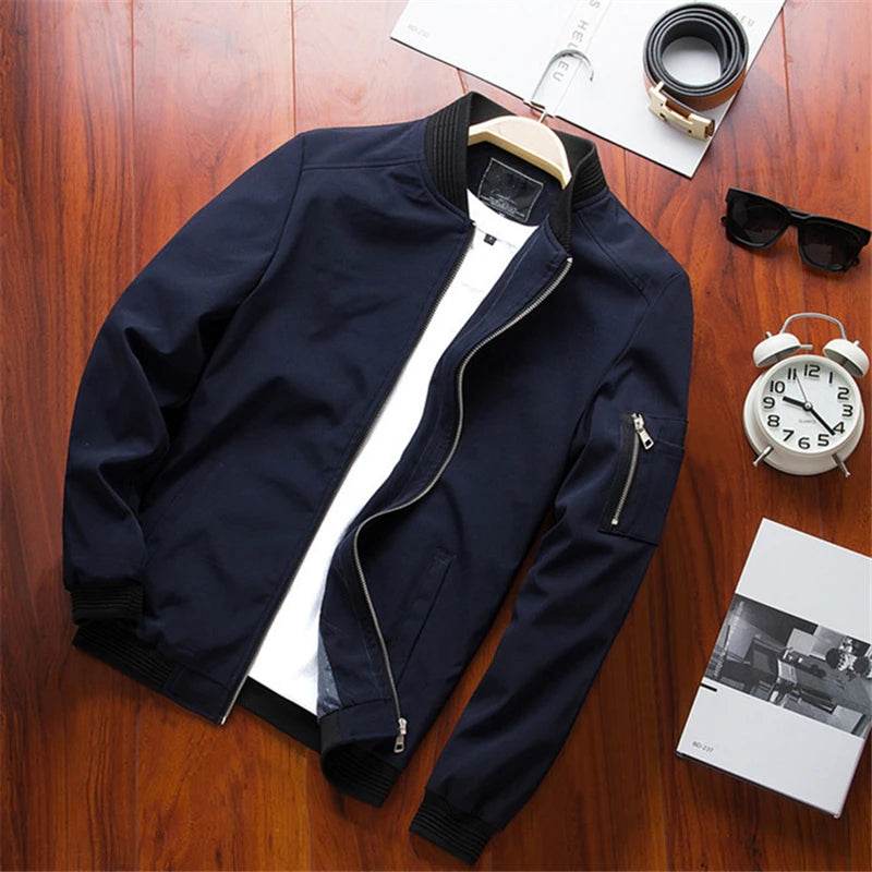 Slim Fit Zip Bomber Jacket - Montero Milan