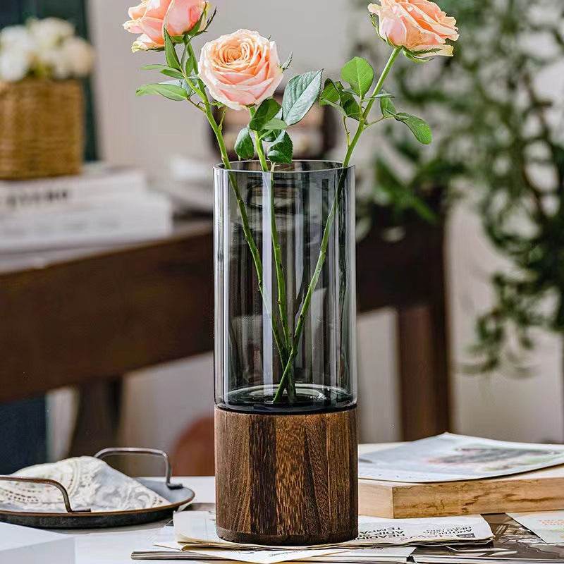 Nordic Elegant Glass Vase (detachable wooden base) - Montero Milan