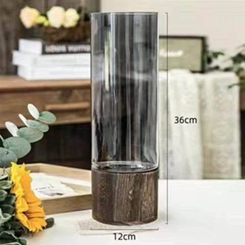 Nordic Elegant Glass Vase (detachable wooden base) - Montero Milan