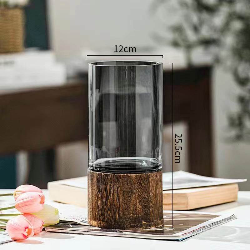 Nordic Elegant Glass Vase (detachable wooden base) - Montero Milan