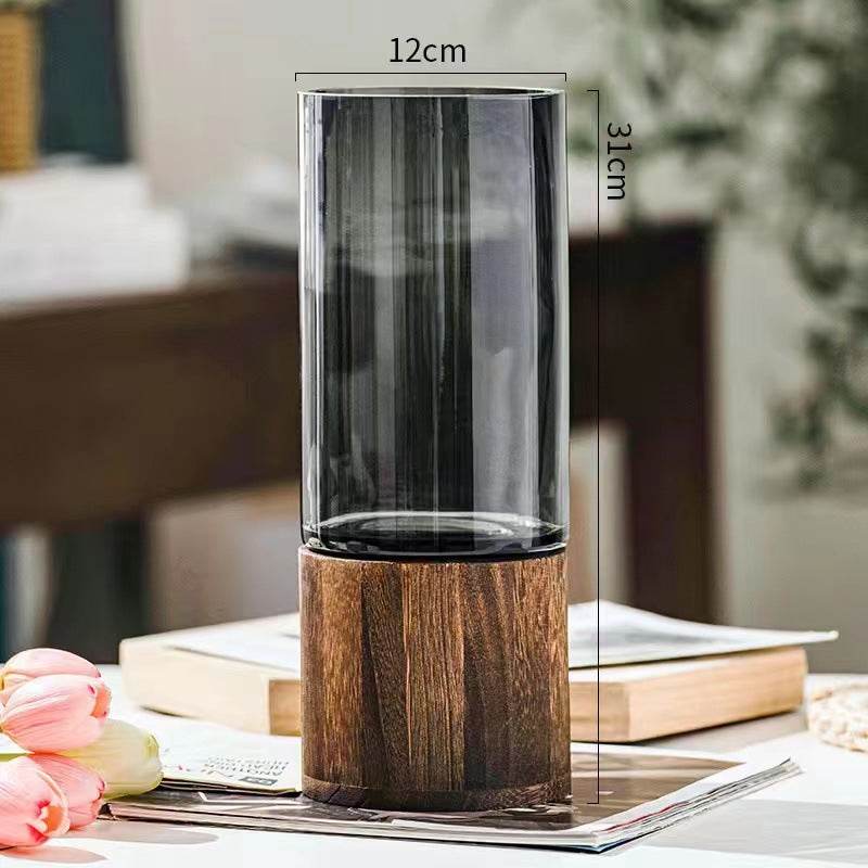 Nordic Elegant Glass Vase (detachable wooden base) - Montero Milan