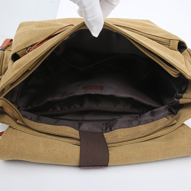 Open interior of Montero Milan messenger bag showing spacious compartments