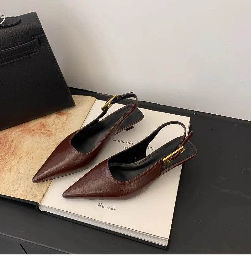 Summer Pointed Toe Women Sandals Fashion Singbacks Mules Shoes Ladies Elegant Low Heel Stripper Party Sandalias - Montero Milan