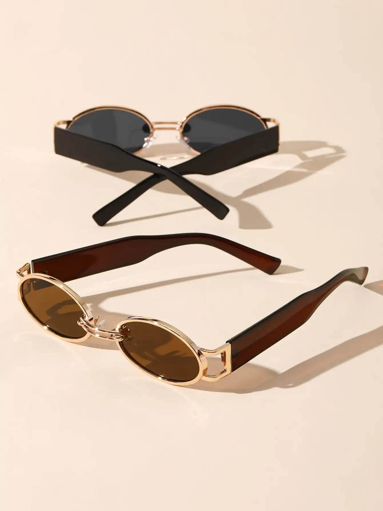 Gold Oval Retro Sunglasses - Montero Milan