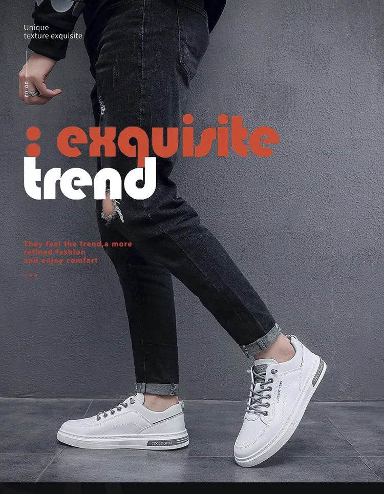 Mens Leather Shoes Fall Fashion Sneakers for Driving Walking Office, Comfortable Men Slip on Skate Flats Non Slip Youth Shoe - Montero Milan