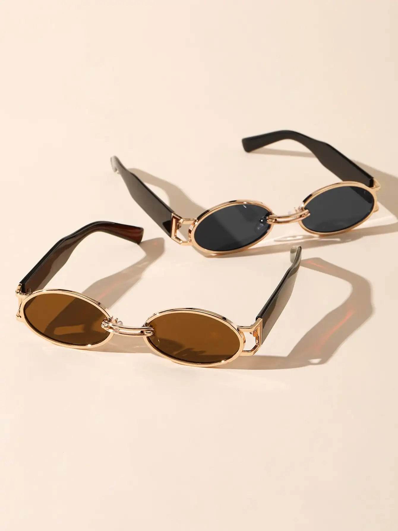 Gold Oval Retro Sunglasses - Montero Milan