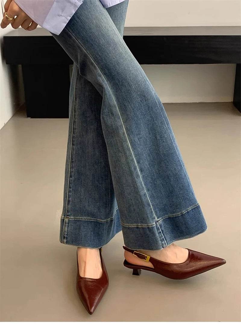 Summer Pointed Toe Women Sandals Fashion Singbacks Mules Shoes Ladies Elegant Low Heel Stripper Party Sandalias - Montero Milan