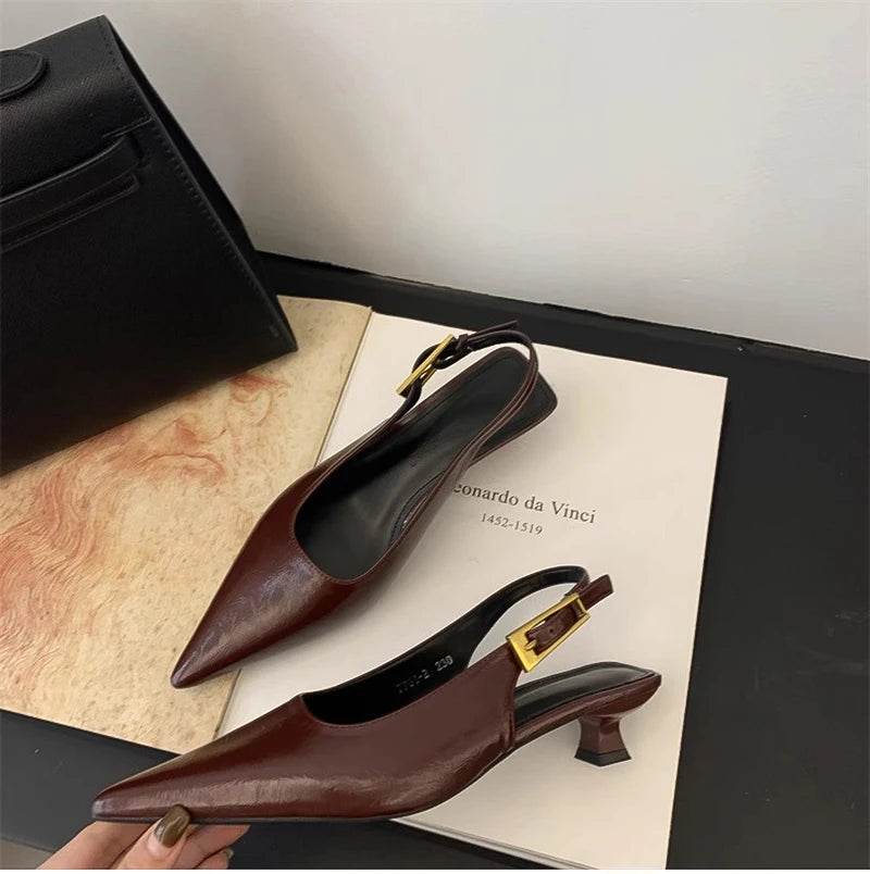 Summer Pointed Toe Women Sandals Fashion Singbacks Mules Shoes Ladies Elegant Low Heel Stripper Party Sandalias - Montero Milan