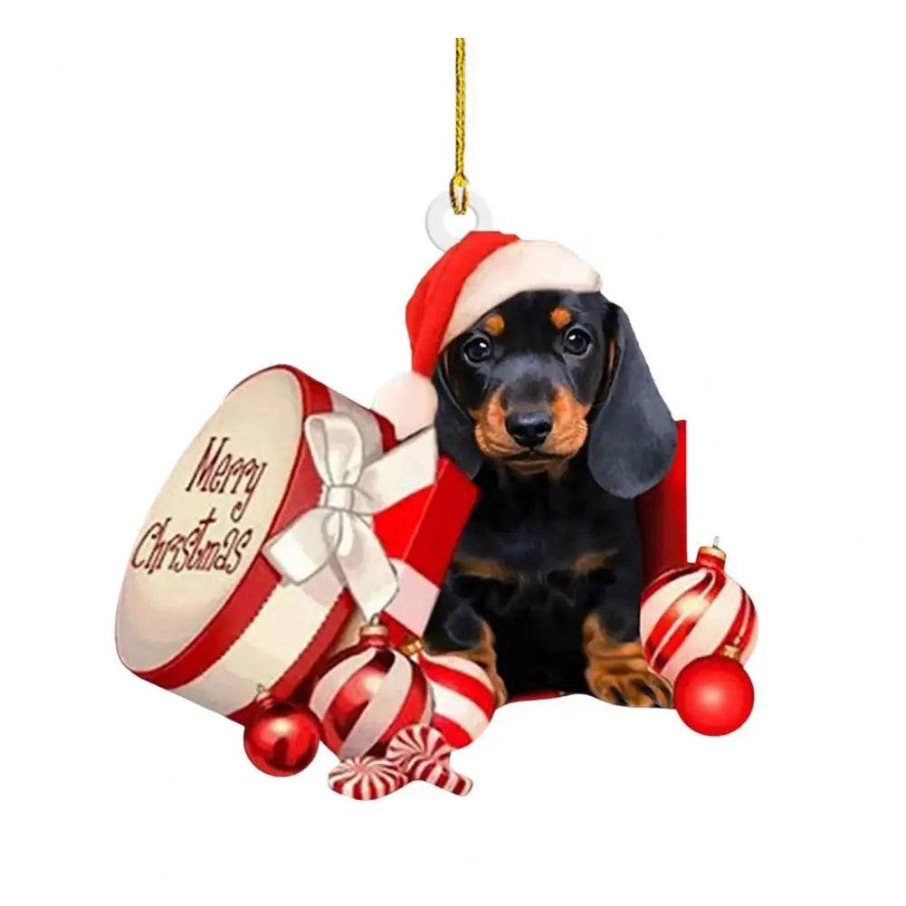 Dachshund Pendant Auto Rearview Mirror Ornament With Lanyard Realistic Shape Christmas Tree Decor Dog Hanging Pendant 개 펜던트 - Montero Milan