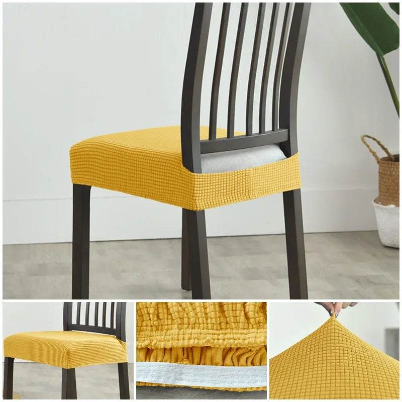 1PC Stretch Dining Chair Seat Cover Jacquard Solid Color Chairs Covers Removable Anti-Dust Chair Cushion Slipcovers Hotel Home - Montero Milan