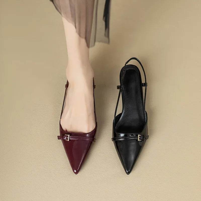 French Point-Toe Patent Slingback Heels - Montero Milan