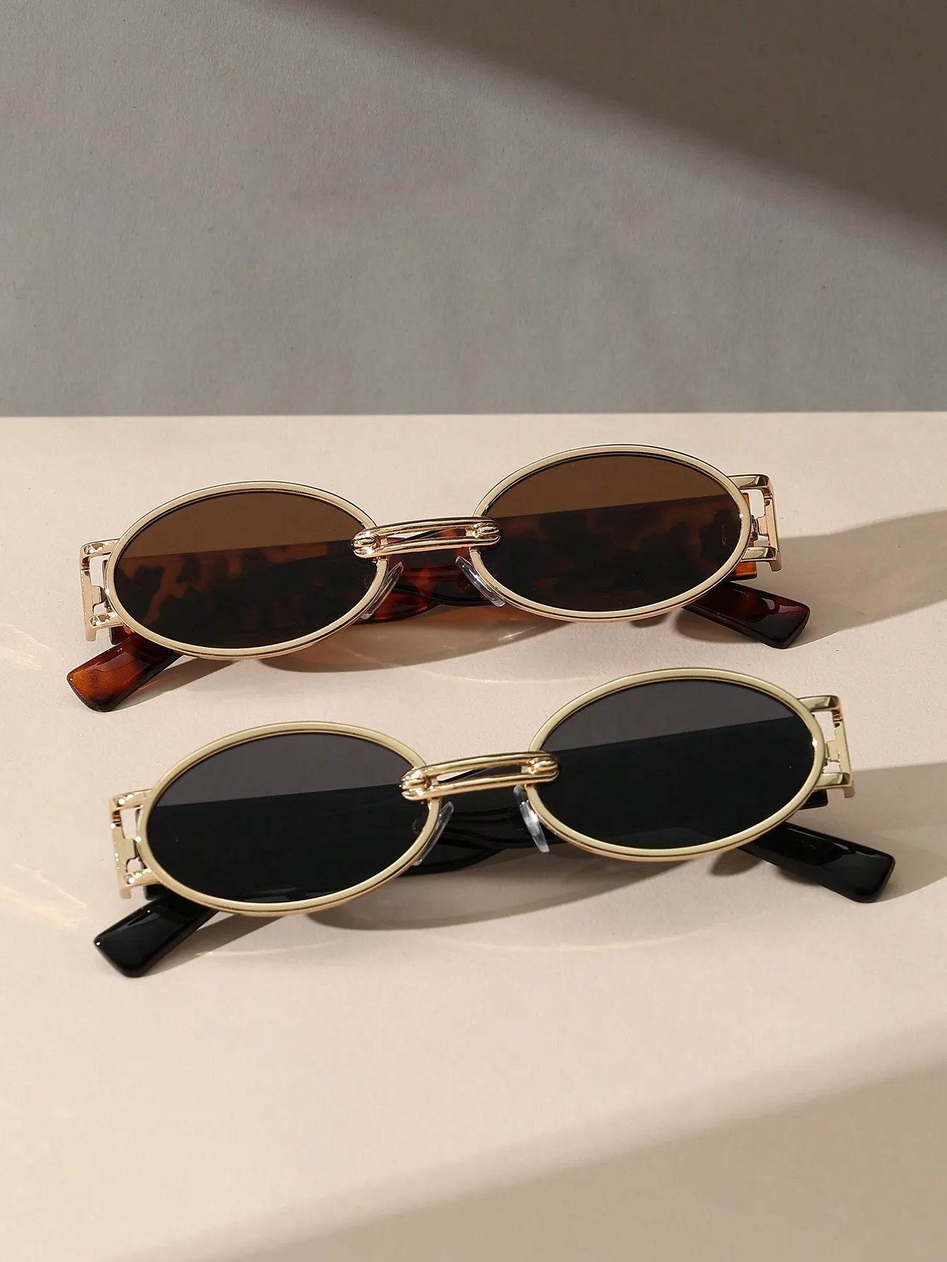 Gold Oval Retro Sunglasses - Montero Milan
