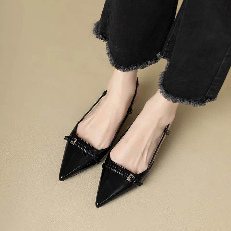 French Point-Toe Patent Slingback Heels - Montero Milan