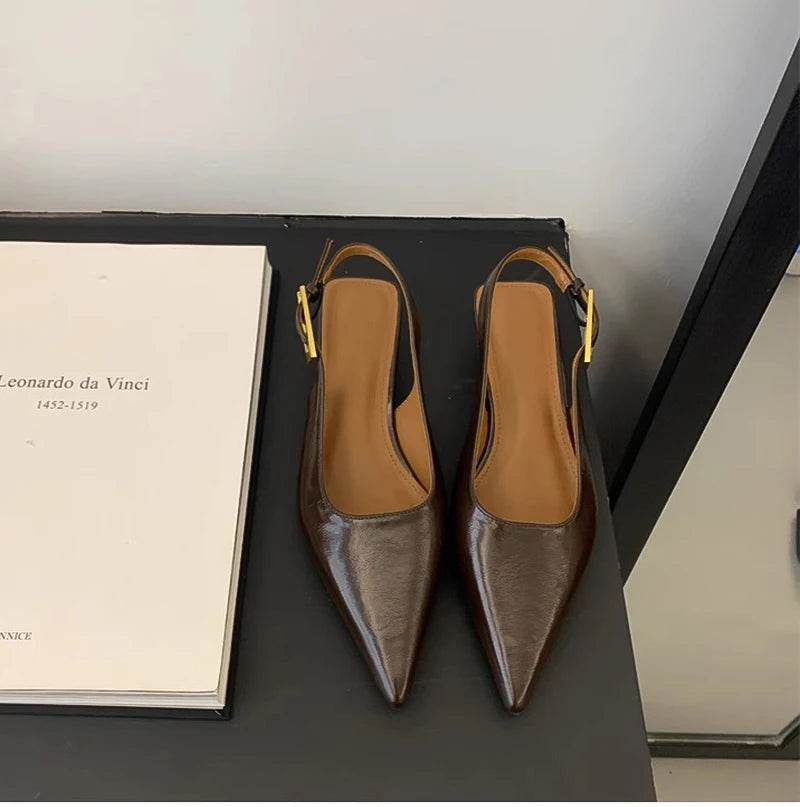 Summer Pointed Toe Women Sandals Fashion Singbacks Mules Shoes Ladies Elegant Low Heel Stripper Party Sandalias - Montero Milan