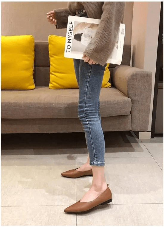 AIYUQI Female Shoes Large Size 2025 Pointedtoe Genuine Leather Flat Shoes Women Shallow Mouth Comfortable Women's Boat Shoes - Montero Milan