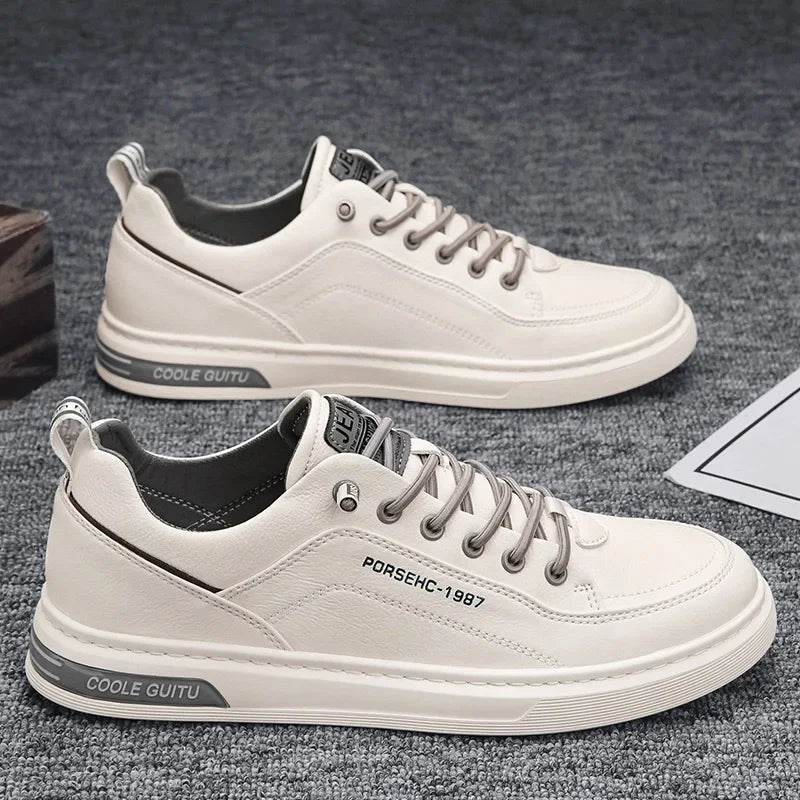 Mens Leather Shoes Fall Fashion Sneakers for Driving Walking Office, Comfortable Men Slip on Skate Flats Non Slip Youth Shoe - Montero Milan