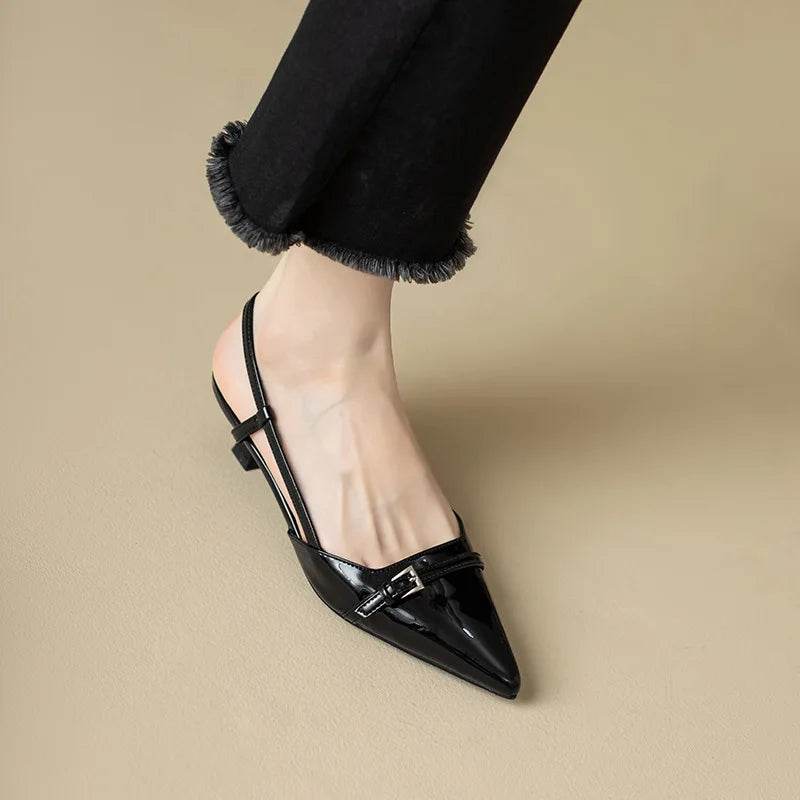 French Point-Toe Patent Slingback Heels - Montero Milan