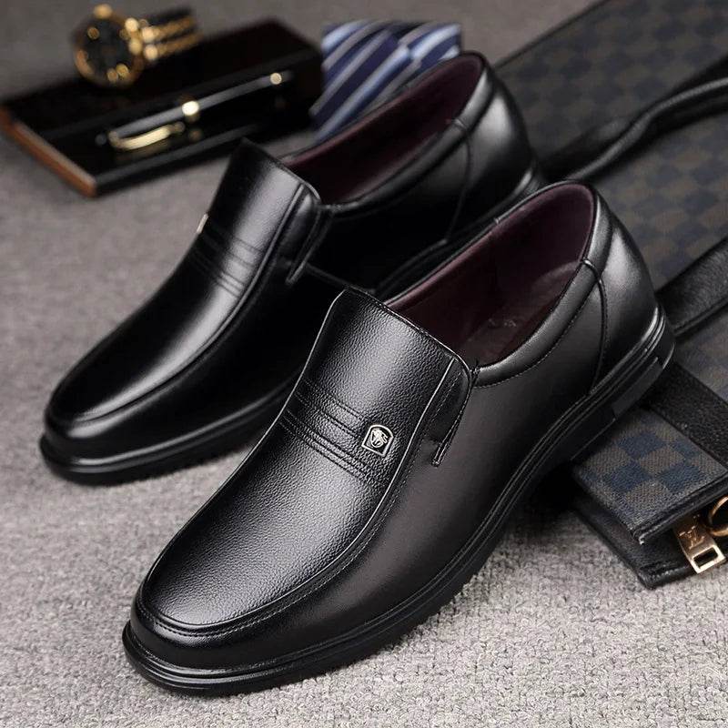 Leather Men Formal Shoes Luxury Brand 2025 Men's Loafers Dress Moccasins Breathable Slip on Black Driving Shoes Plus Size 38-46 - Montero Milan