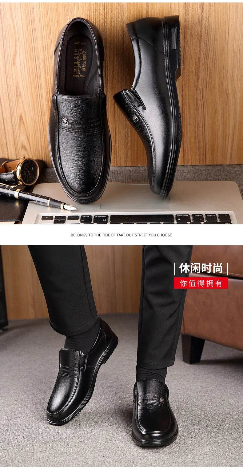 Leather Men Formal Shoes Luxury Brand 2025 Men's Loafers Dress Moccasins Breathable Slip on Black Driving Shoes Plus Size 38-46 - Montero Milan