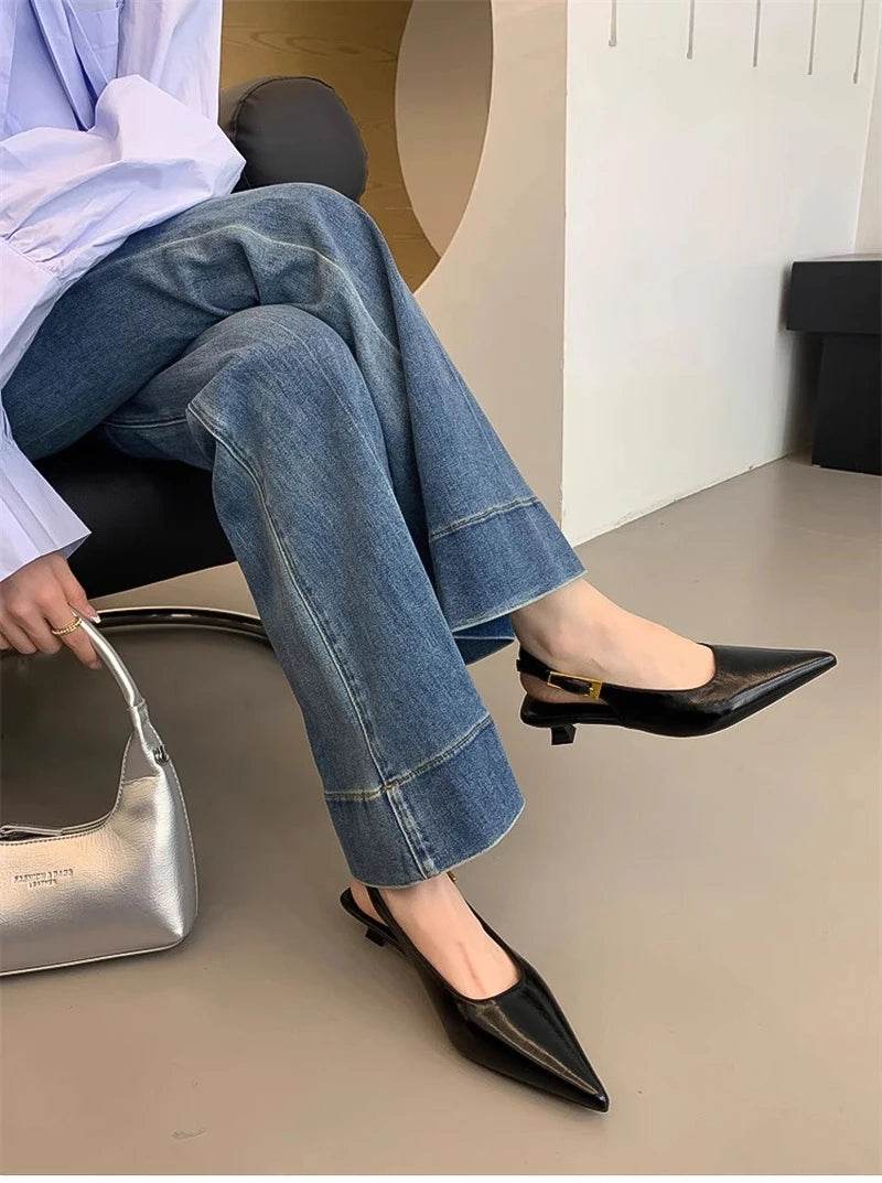 Summer Pointed Toe Women Sandals Fashion Singbacks Mules Shoes Ladies Elegant Low Heel Stripper Party Sandalias - Montero Milan