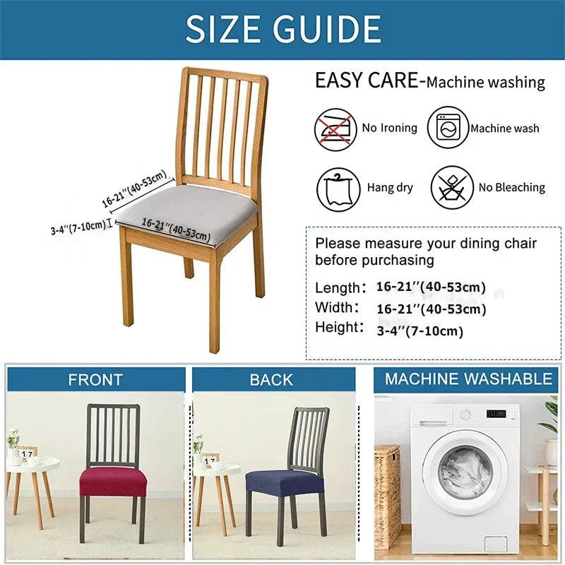 1PC Stretch Dining Chair Seat Cover Jacquard Solid Color Chairs Covers Removable Anti-Dust Chair Cushion Slipcovers Hotel Home - Montero Milan