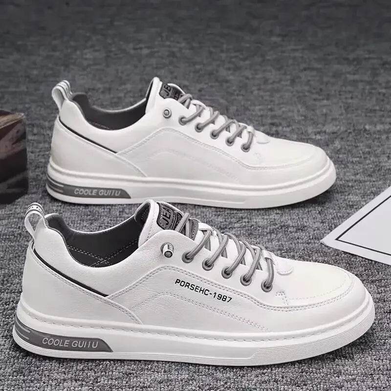 Mens Leather Shoes Fall Fashion Sneakers for Driving Walking Office, Comfortable Men Slip on Skate Flats Non Slip Youth Shoe - Montero Milan