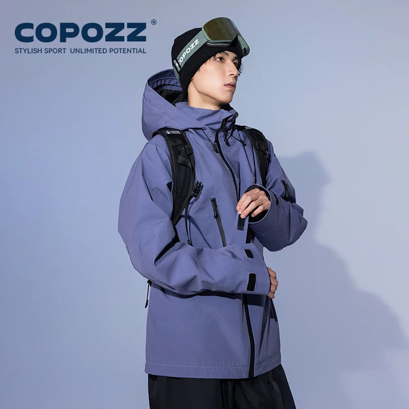 COPOZZ Ski Jacket Women Man Hooded Ski Wear Windproof Winter Overalls Hoodie Waterproof Outdoor Sports Clothing Snowboard