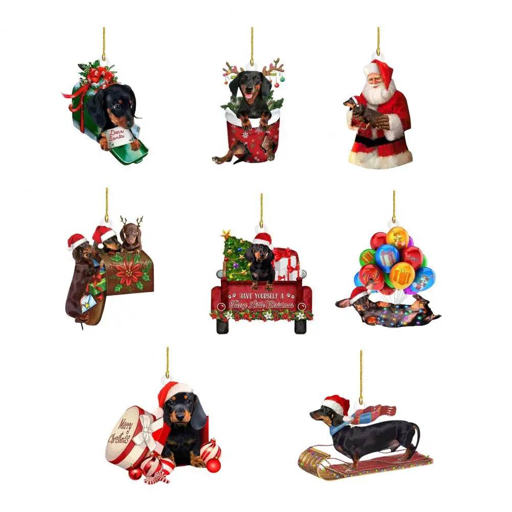Dachshund Pendant Auto Rearview Mirror Ornament With Lanyard Realistic Shape Christmas Tree Decor Dog Hanging Pendant 개 펜던트 - Montero Milan