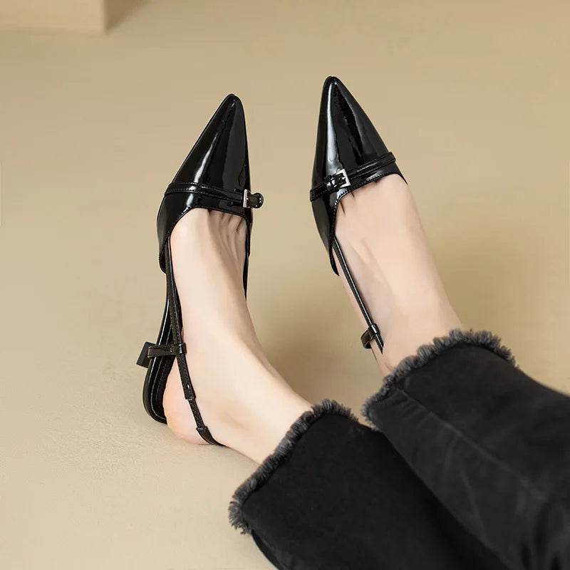 French Point-Toe Patent Slingback Heels - Montero Milan