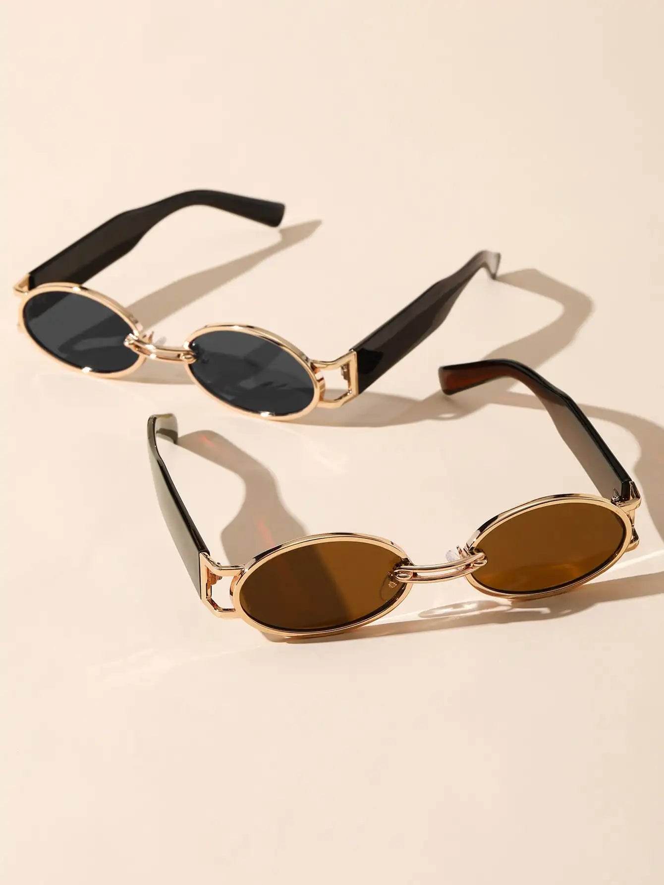 Gold Oval Retro Sunglasses - Montero Milan